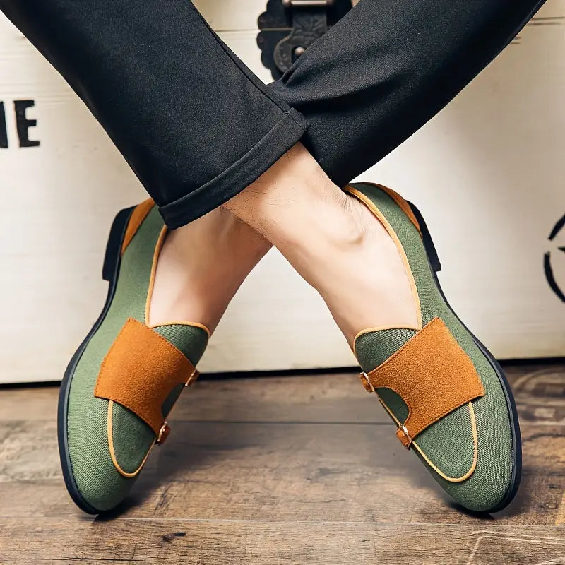 Oxford Canvas Suede Slip-Ons
