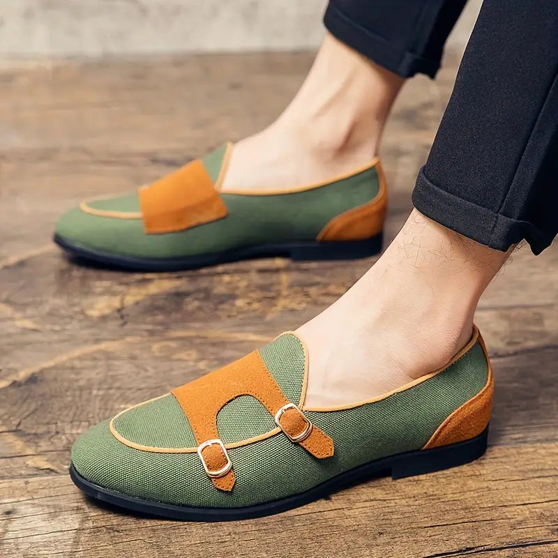 Oxford Canvas Suede Slip-Ons