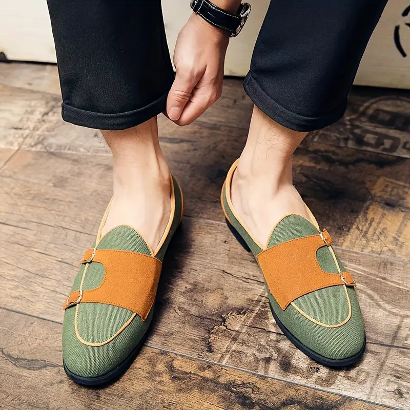 Oxford Canvas Suede Slip-Ons