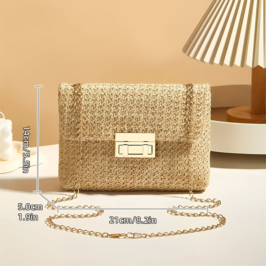 Woven Strawlock Crossbody Bag