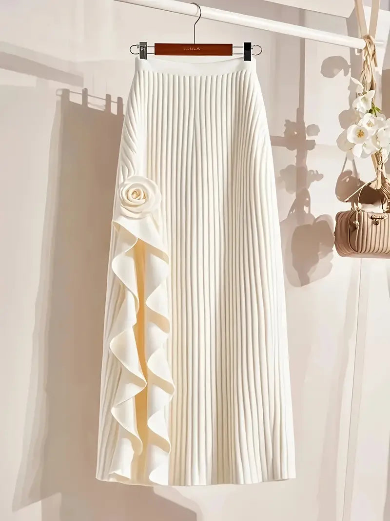 Rosette Knit Midi Skirt