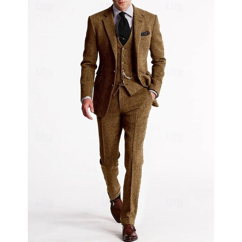 Herringbone Wool 3-Piece Suit