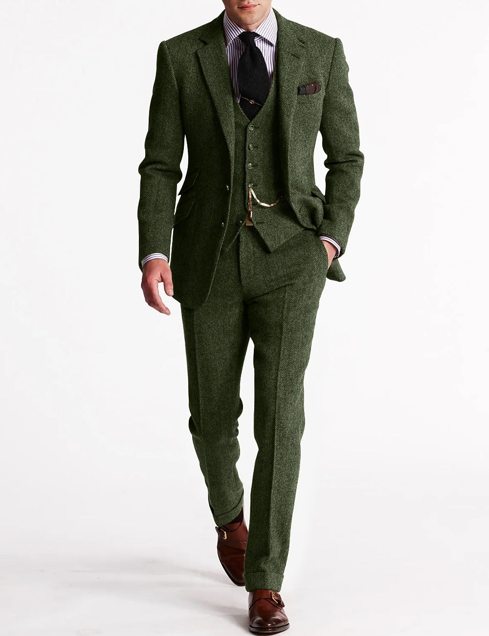 Herringbone Wool 3-Piece Suit